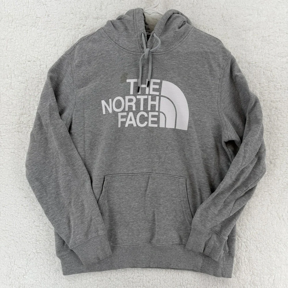 The North Face Mens‎ Gray Logo Hoodie Pullover Fleece Sweatshirt Large L